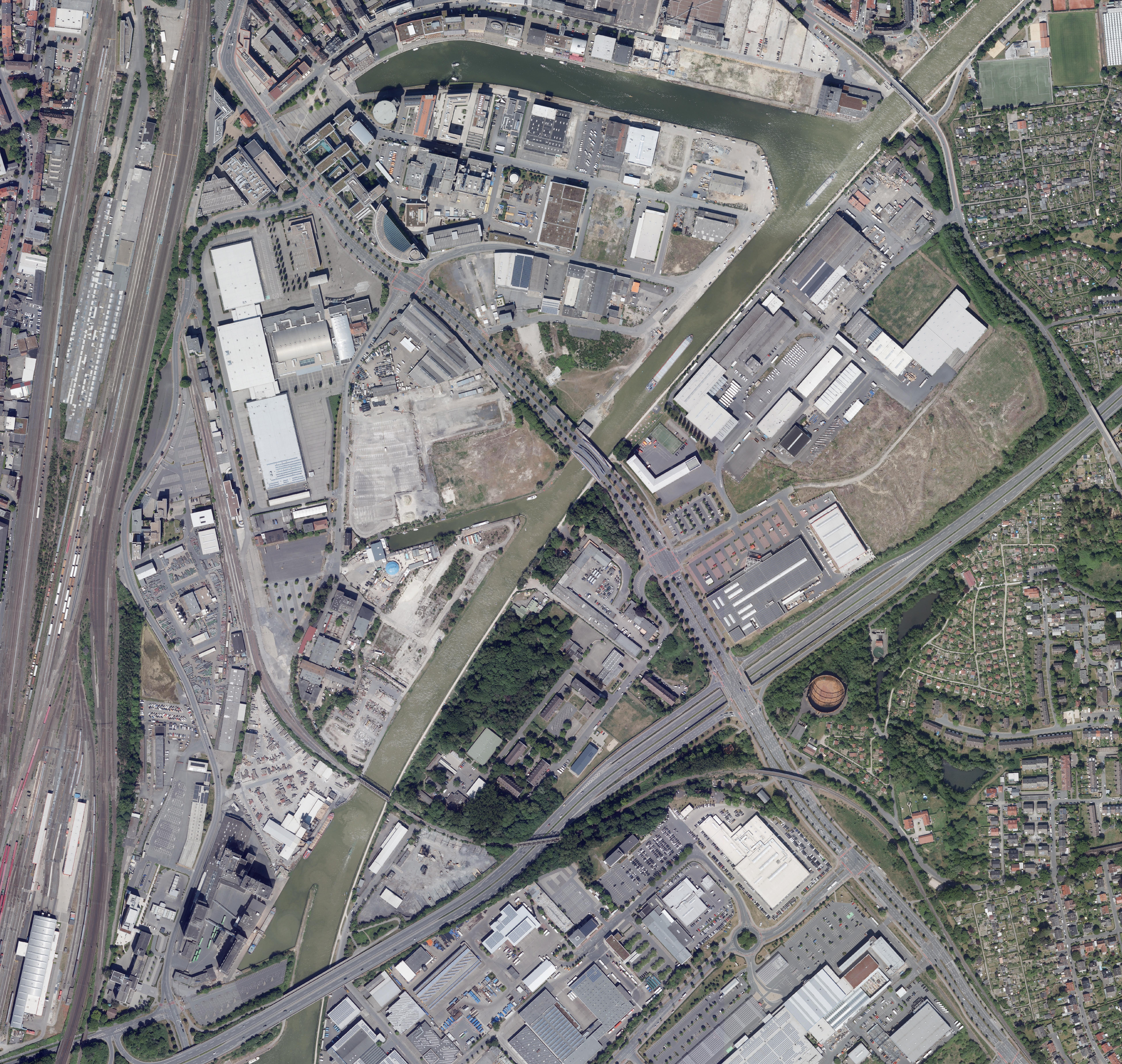 Luftbild des Hafengebietes Münster