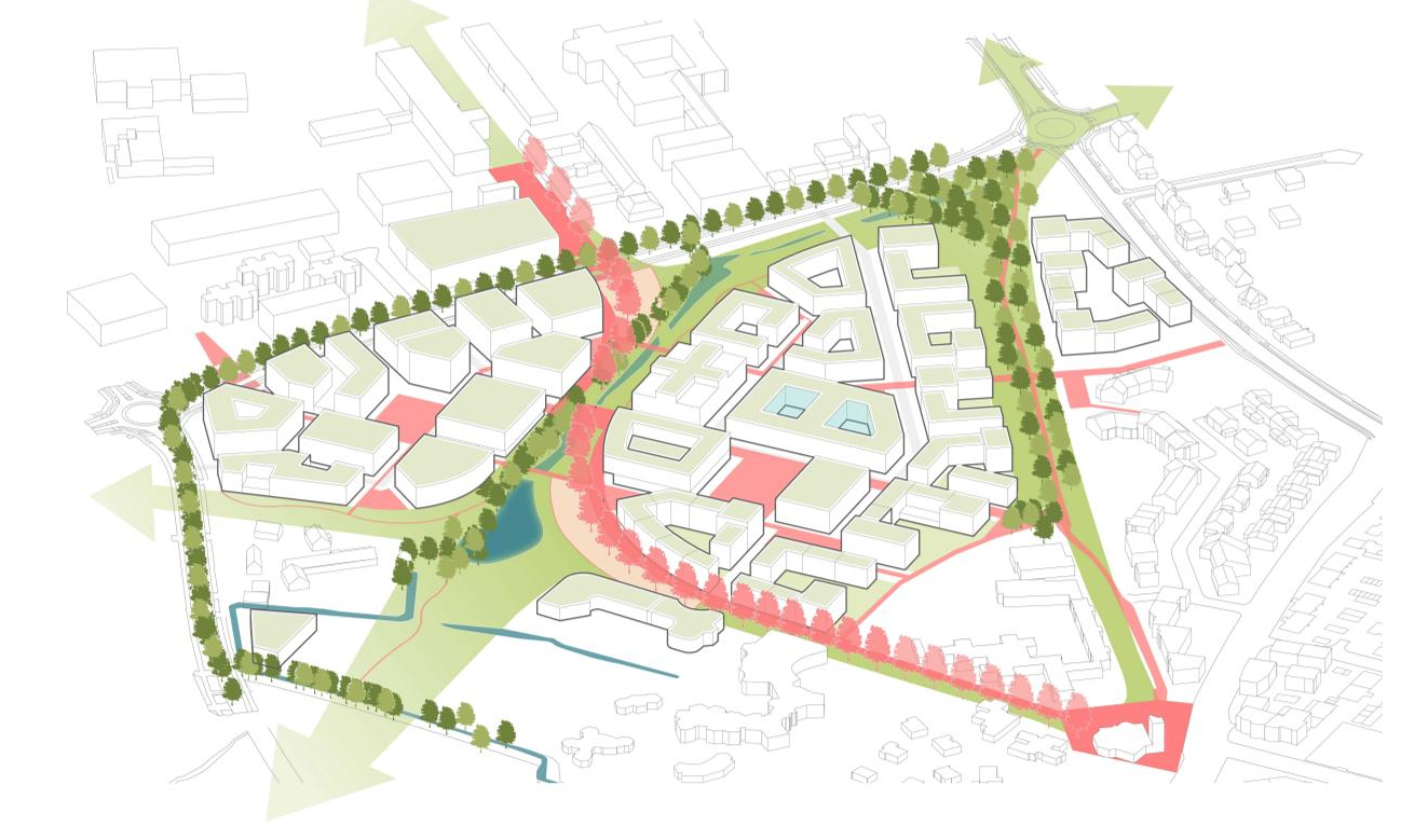 Städtebaulich-landschaftsplanerischer Entwurf der Planungsgemeinschaft Raumwerk Gesellschaft für Architektur und Stadtplanung mbH (Frankfurt /M.), KRAFT. RAUM. (Düsseldorf), Ingenieurbüro Angenvoort + Barth Partnerschaft (Krefeld)