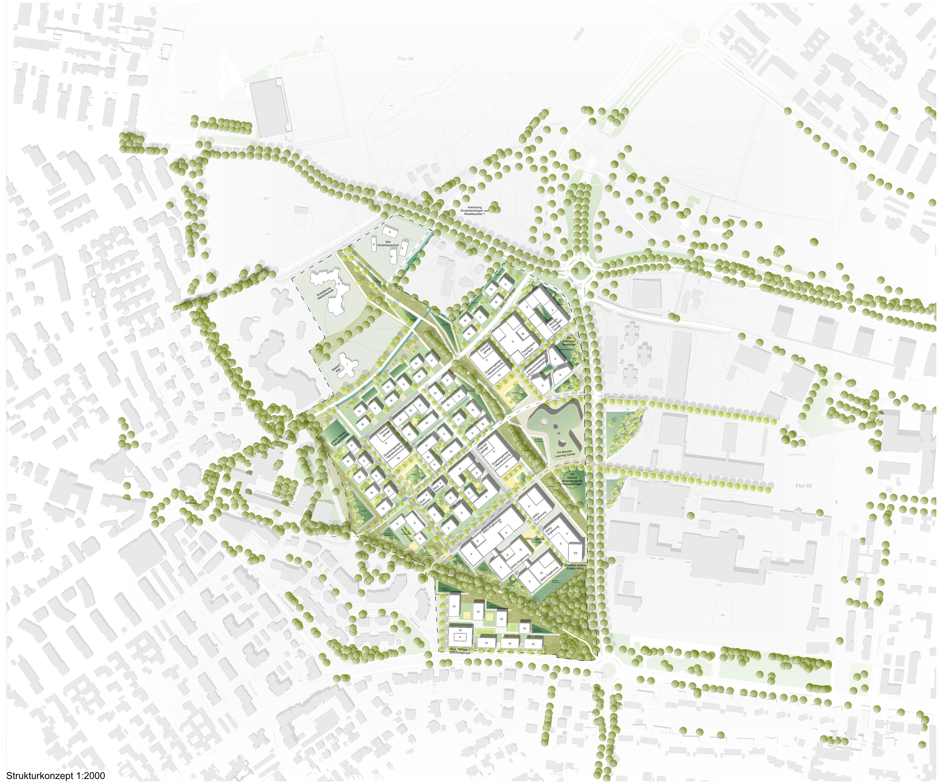 Städtebaulich-landschaftsplanerischer Entwurf des Planungsteams Spengler-Wiescholek (Hamburg), el:ch landschaftsarchitekten PartGmbB (Berlin), G.U.B. Ingenieur AG (Potsdam)