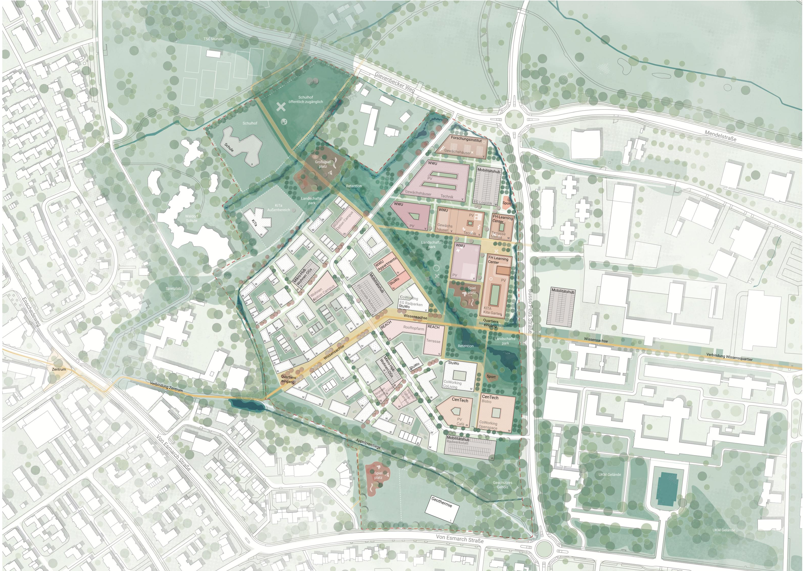 Städtebaulich-landschaftsplanerischer Entwurf des Planungsteams Karres en Brands (Hamburg)