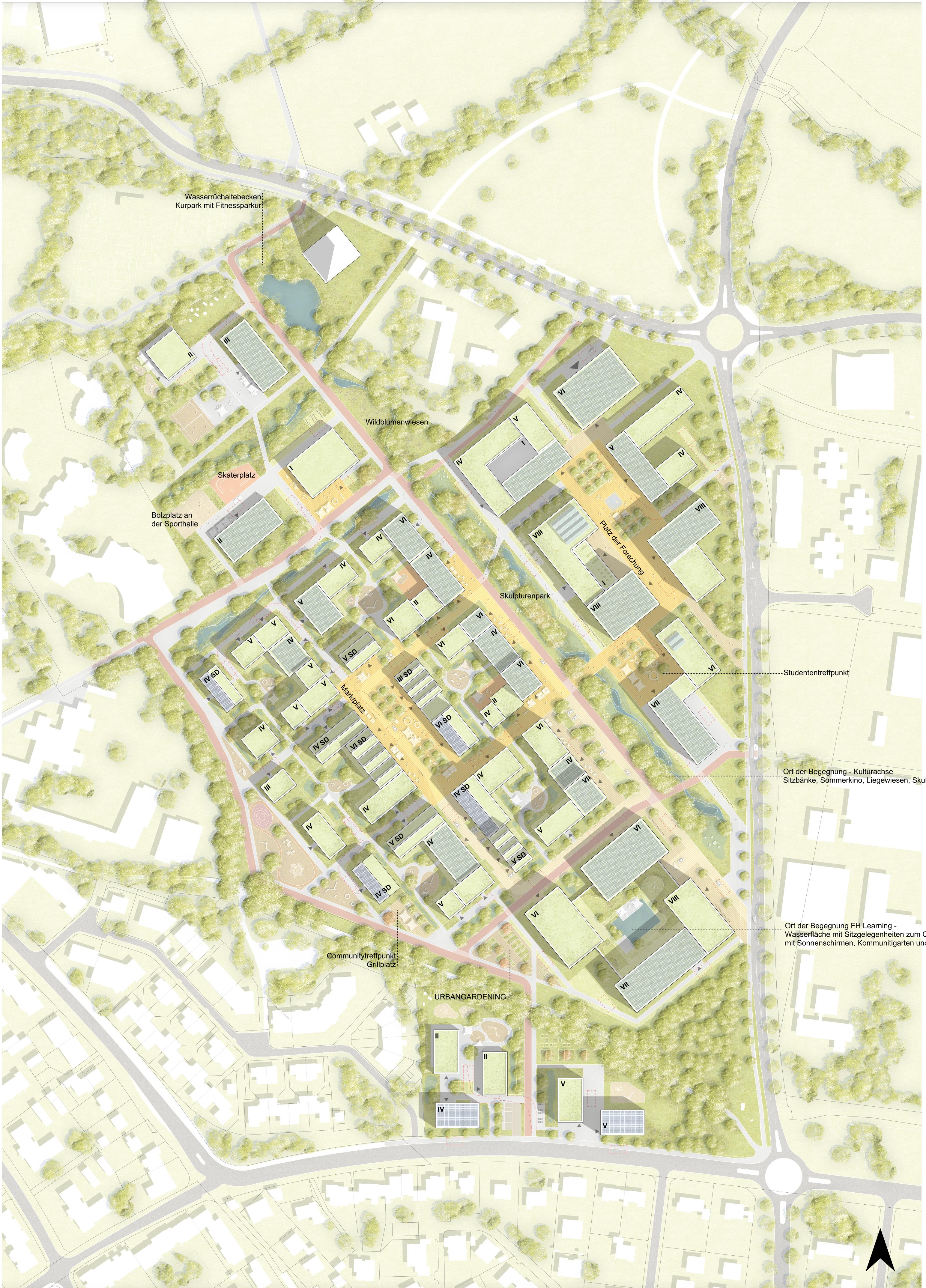 Städtebaulicher-landschatfsplanerischer Entwurf der Planungsgemeinschaft URBANLUST, (Köln), ASSMANN BERATEN PLANEN GmbH (Berlin), glaßer und dagenbach landschaftsarchitekten (Berlin), H2R-Ingenieure Huhmann + Rummel Beratende Ingenieure PartG mbB (Bad Breisig)