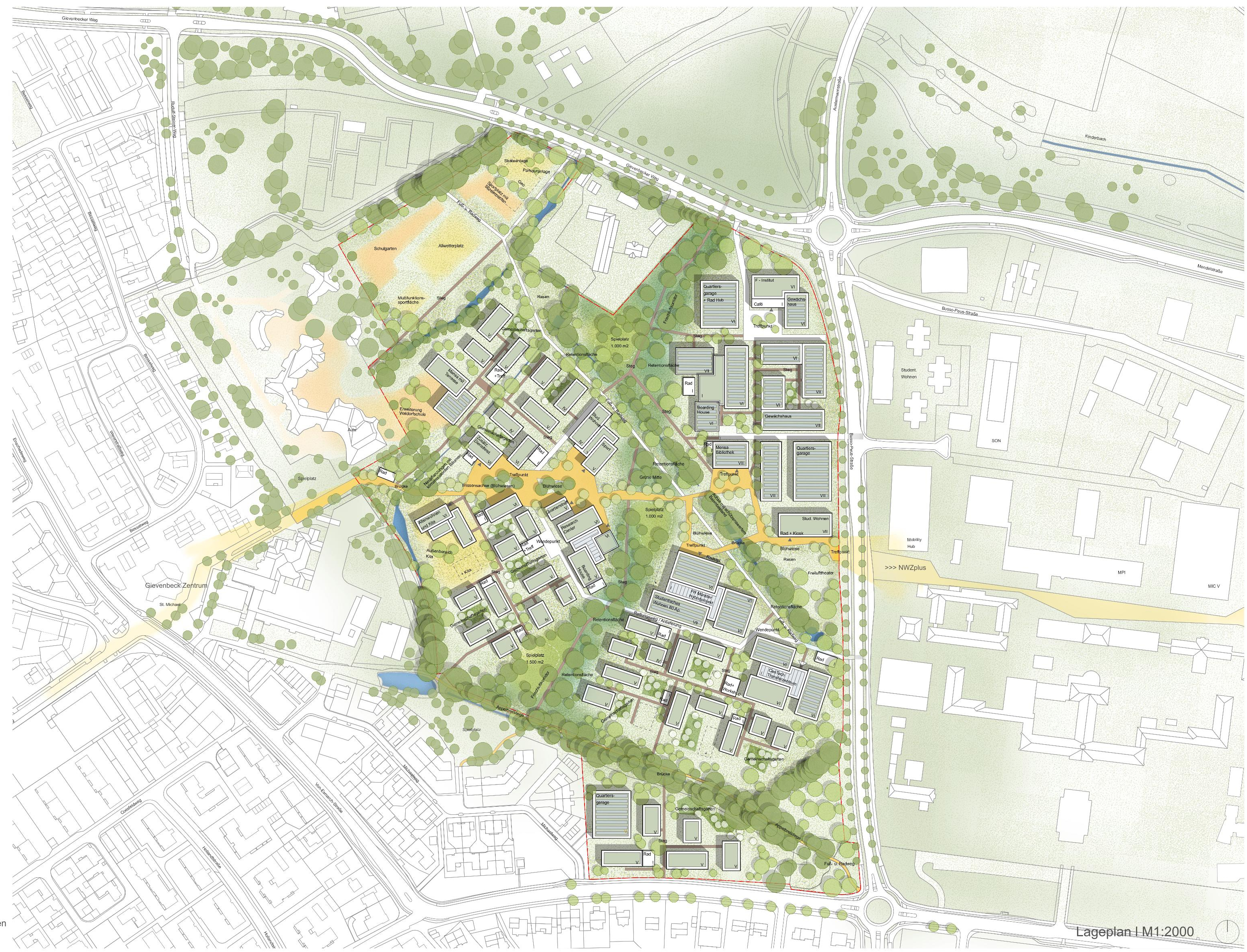 Städtebaulich-landschaftsplanerischer Entwurf des Planungsteams BEHNISCH ARCHITEKTEN (München/Weimar), mahl·gebhard·konzepte - Landschaftsarchitekten BDLA Stadtplaner Partnerschaftsgesellschaft mbB (München) Geoteck Ingenieure GmbH (Kirchheim unter Teck)