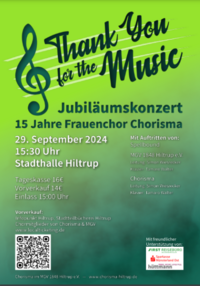 Jubiläumskonzert 15 Jahre Frauenchor Chorisma, 29. September 2024, 15.30 Uhr