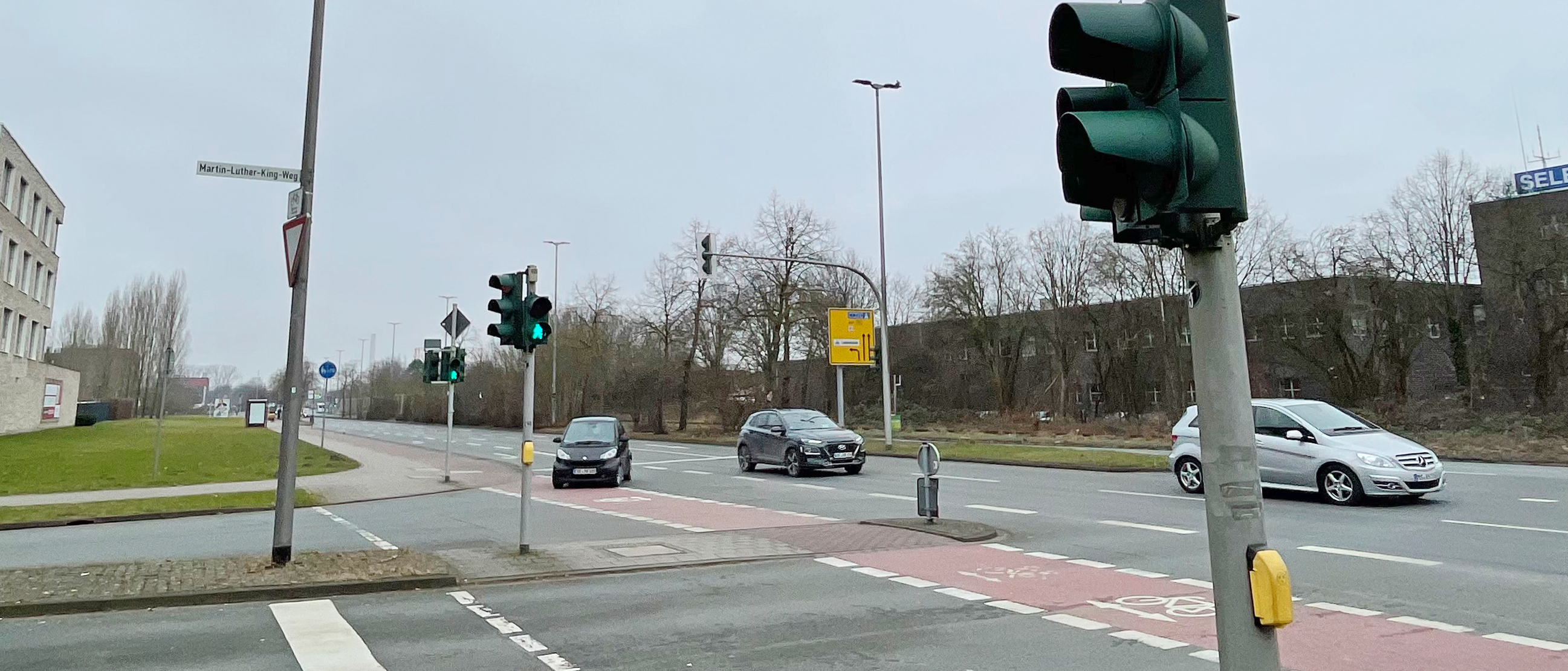 Blick auf die Kreuzung Martin-Luther-King-Weg und Albersloher Weg. Hier beginnen am 26. Februar 2025 die Bauarbeiten.