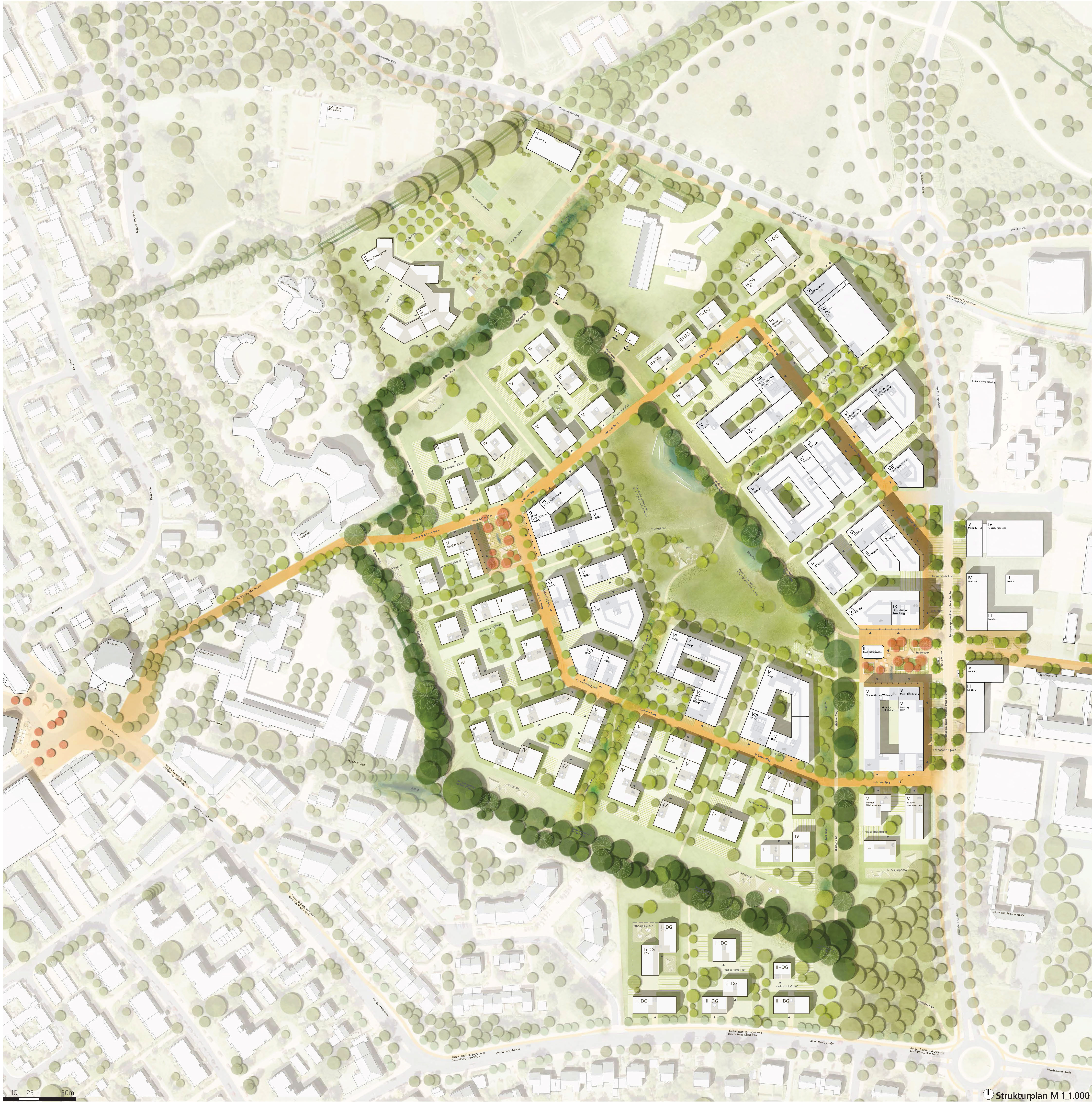 Städtebaulicher-landschatfsplanerischer Entwurf der Planungsgemeinschaft Albert Wimmer ZT-GmbH (Wien), Knollconsult Umweltplanung ZT GmbH (Wien), ZT-Büro Zeleny Infrastrukturplanung (Traismauer)