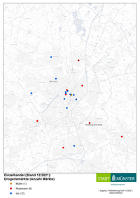 Karte Einzelhandel (Stand 12/2021): Drogeriemärkte (Anzahl Märkte)