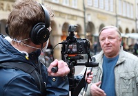 Interviewtermin mit Axel Prahl auf dem Prinzipalmarkt in Münster