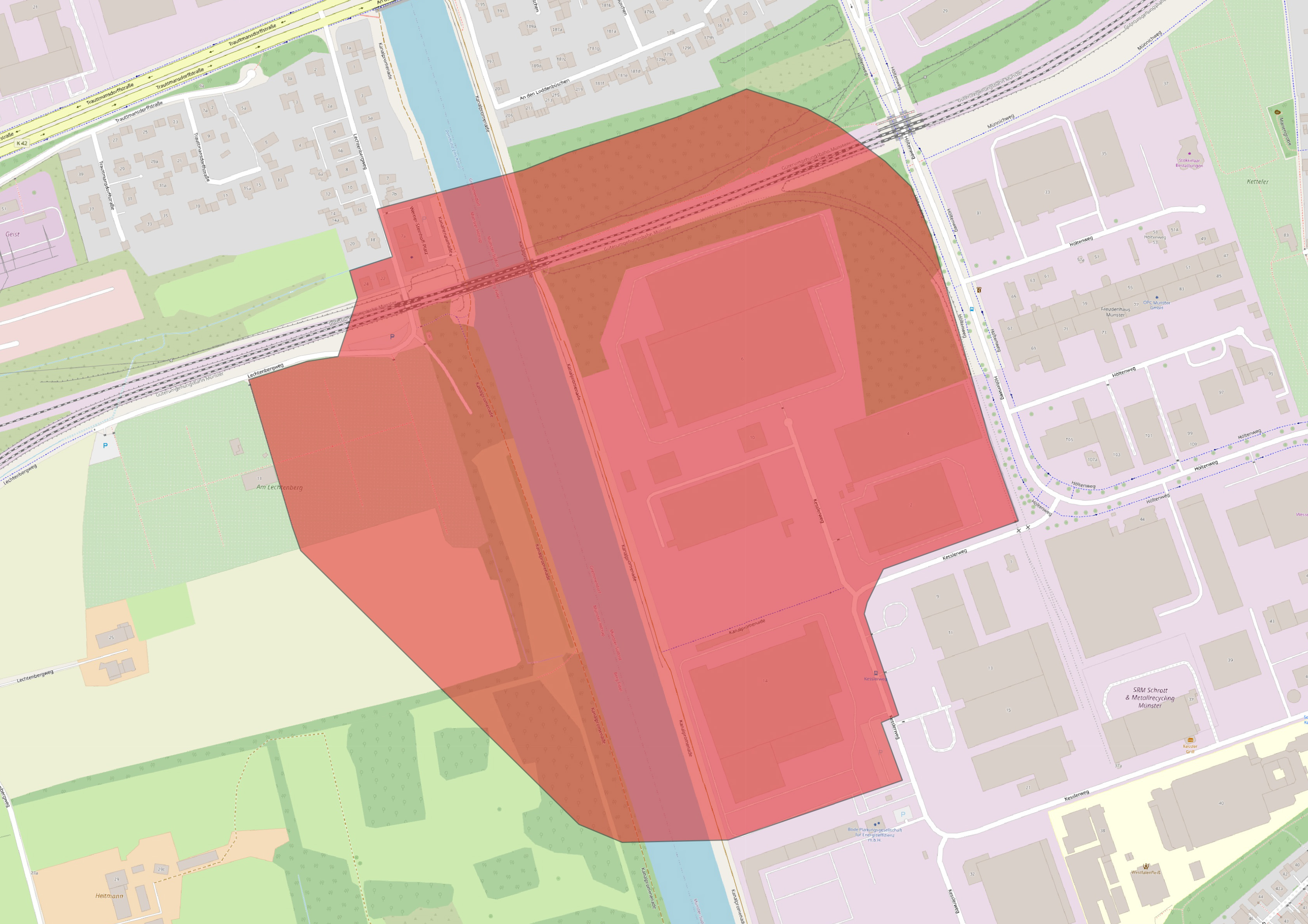 Sollte am 12. Dezember am Kesslerweg ein Blindgänger gefunden werden, müsste ein Gebiet im Radius von 250 Metern gesperrt und evakuiert werden.