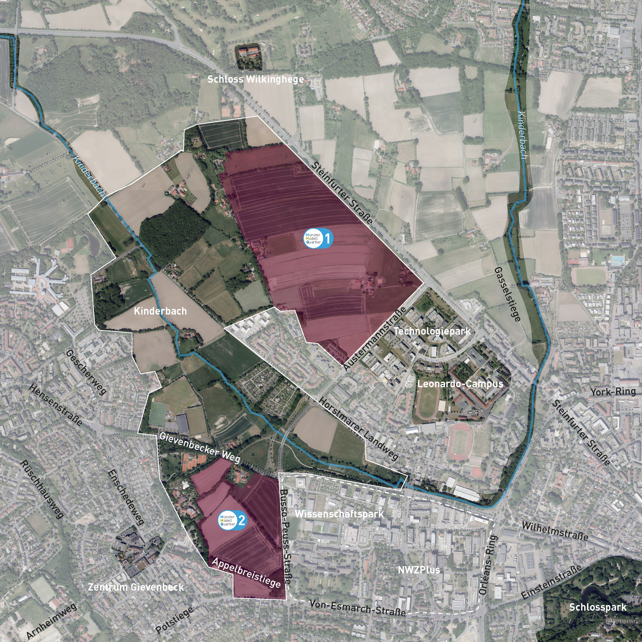 Darstellung Münster Modell Quartiere 1+2