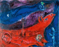 Marc Chagall, Die Bastille, 1953, Öl auf Leinwand, Privatsammlung © VG Bild-Kunst, Bonn 2025